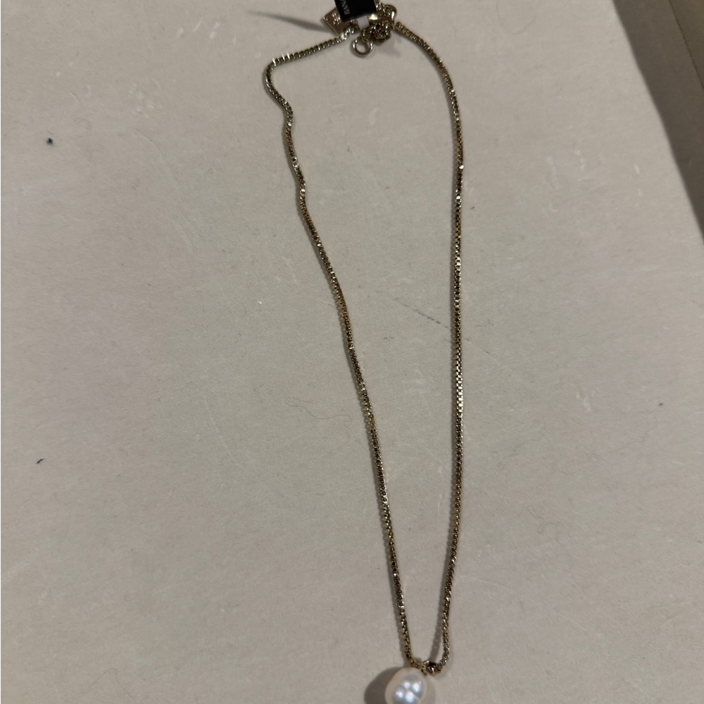 Banana Republic Gold Tone Necklace with White Pearl Pendant